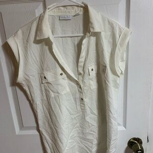 New York & Company Cream Button-Down Shirt